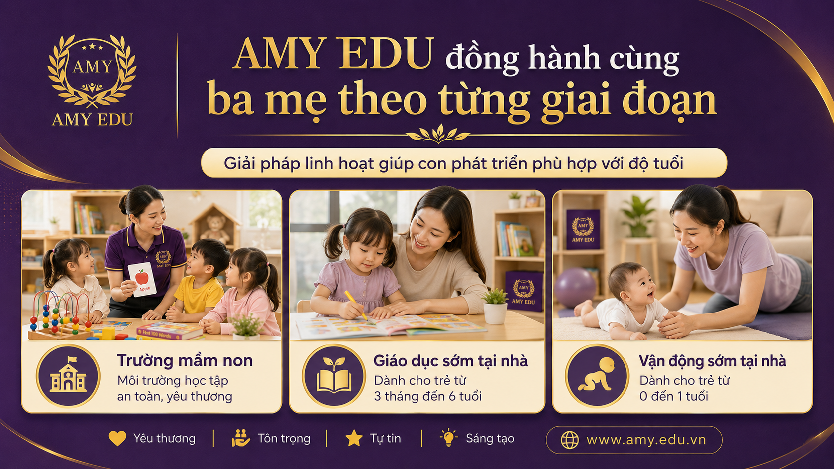 AMY EDU đồng hành cùng ba mẹ theo từng giai đoạn phát triển của trẻ