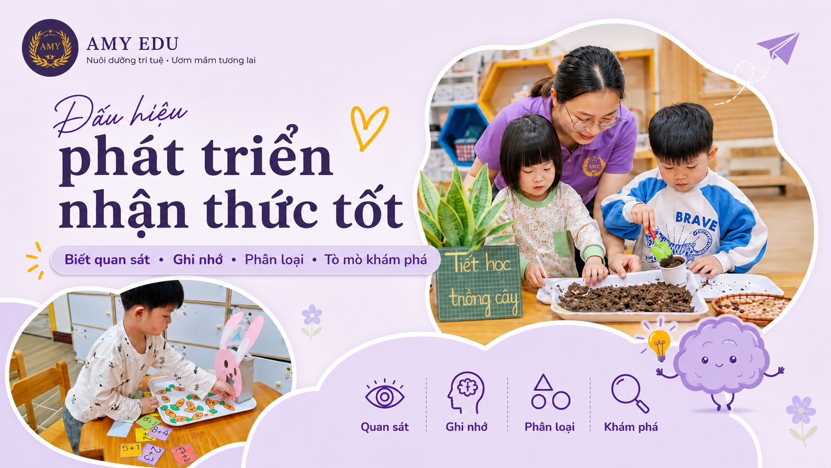 Dấu hiệu trẻ mầm non phát triển nhận thức tốt qua hoạt động quan sát ghi nhớ và khám phá