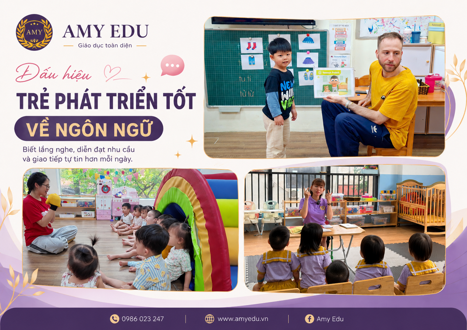 Dấu hiệu trẻ mầm non phát triển tốt về ngôn ngữ tại AMY EDU