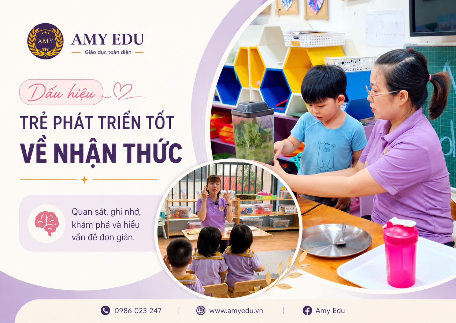 Dấu hiệu trẻ mầm non phát triển tốt về nhận thức tại AMY EDU
