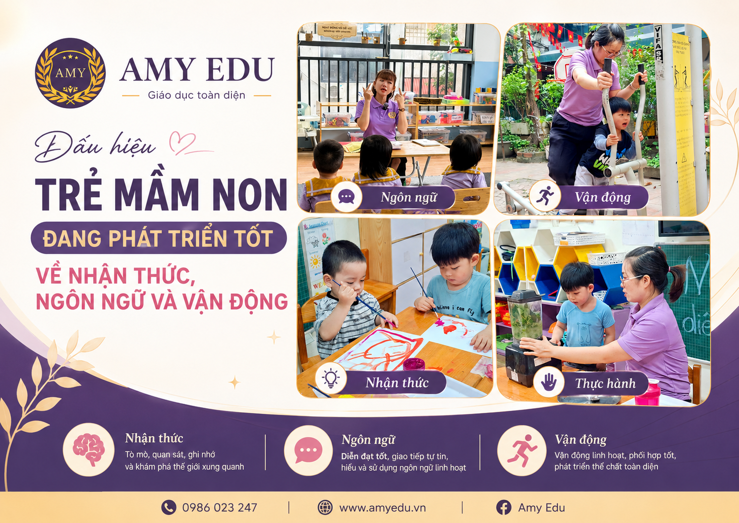 Dấu hiệu trẻ mầm non phát triển tốt về vận động tại AMY EDU