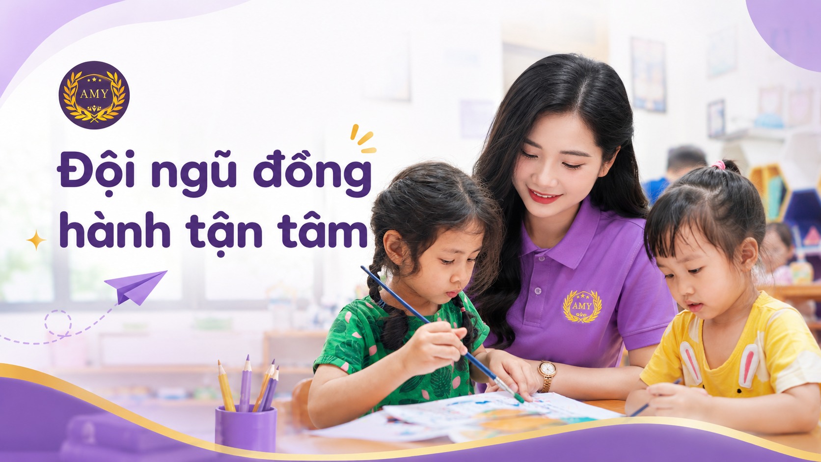 Đội ngũ AMY EDU đồng hành tận tâm cùng trẻ