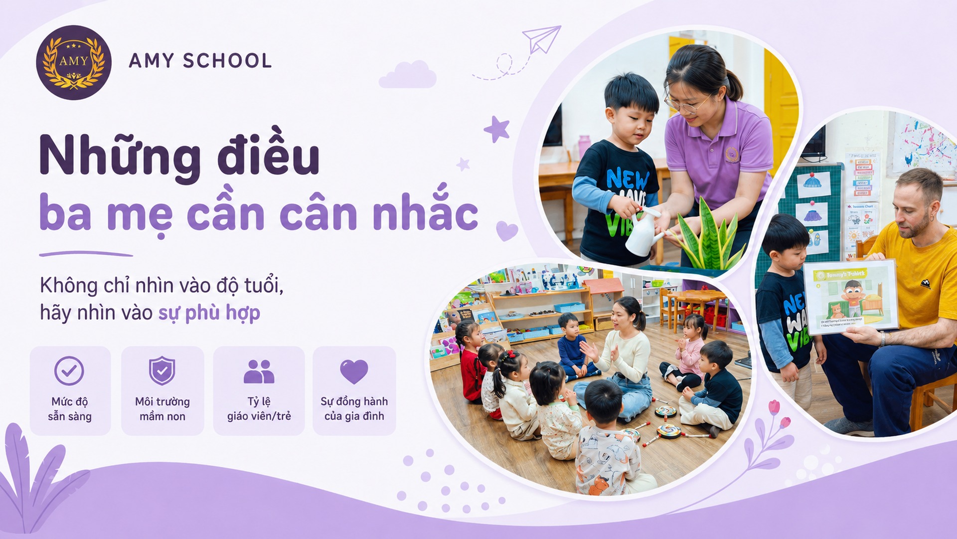 Ảnh minh họa phụ huynh tìm hiểu môi trường lớp học, trao đổi với giáo viên và quan sát sự phù hợp trước khi quyết định cho trẻ đi học mầm non.