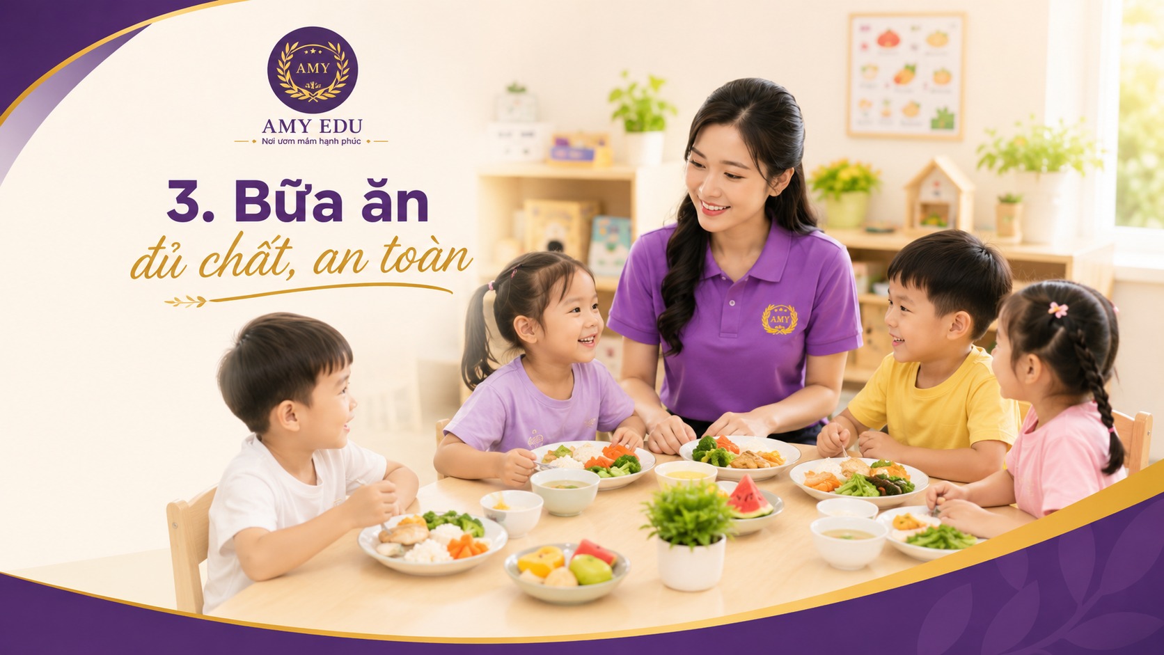Bữa ăn mầm non đủ chất và an toàn cho trẻ