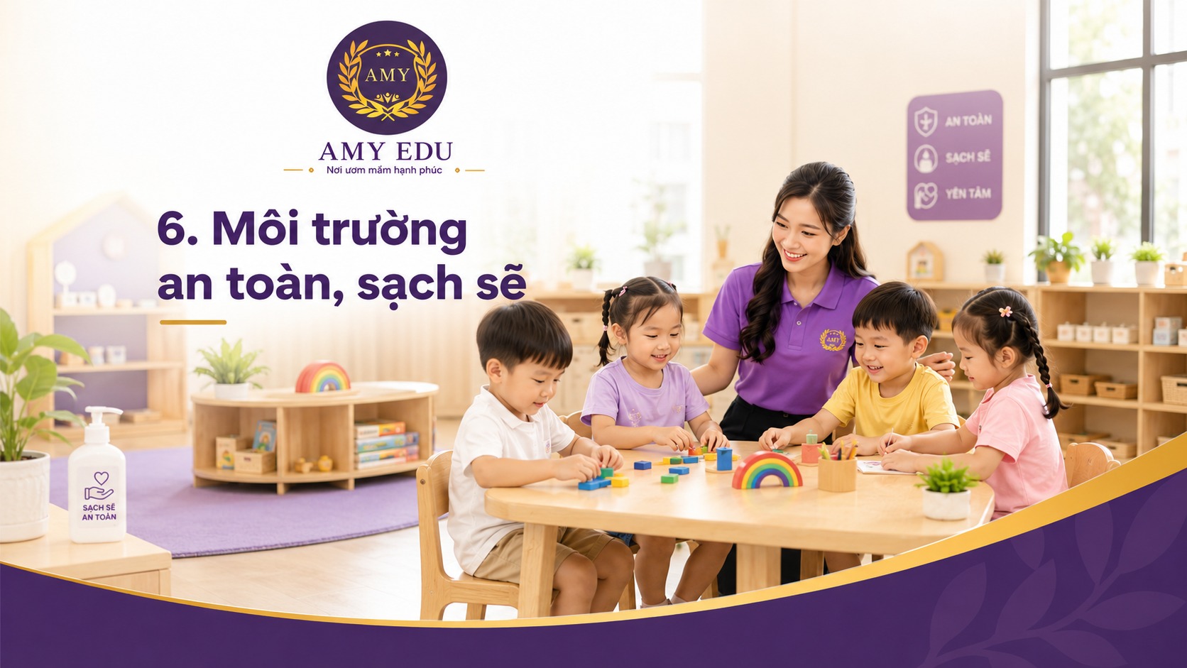Môi trường mầm non an toàn sạch sẽ